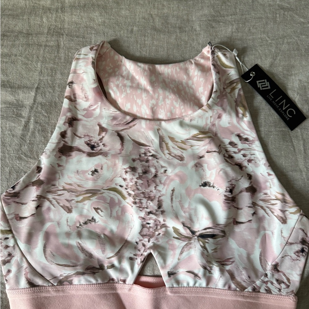LINC Floral Pink Racerback Crop Top